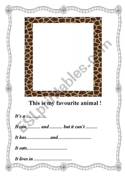 My Favourite Animal Esl Worksheet By Nishy