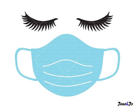 Face Mask Svg Cliparteyelashes With Facemask Svg File Etsy