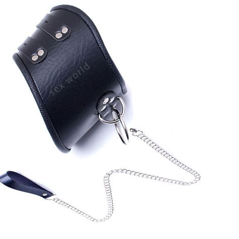 Black Pu Leather Sexy Neck Collar And Leash Bdsm Fetish Hot Sex