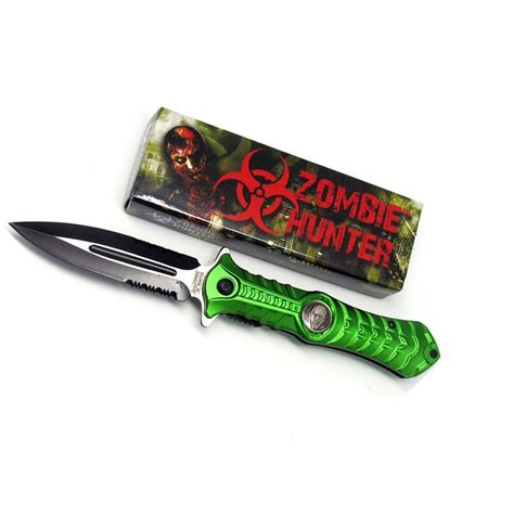 free shipping 28 50 zombie hunter assisted opening stiletto green