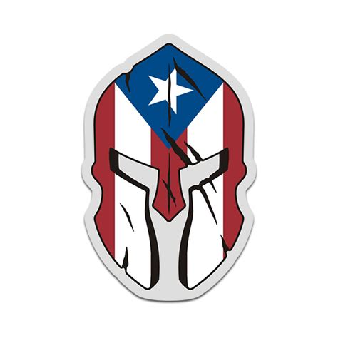 Puerto Rico Flag Spartan Helmet Sticker Decal V3 Rotten Remains