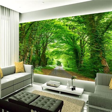 3d Photo Wall Painting Green Tree Nature Landscape Big Tree Forest