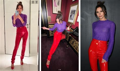 Victoria Beckham Shows Off Her Endless Legs In Sensational Skintight Red Pvc Sex Pants
