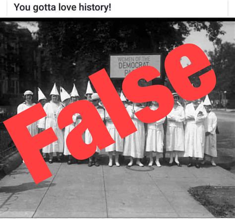 No Old Photo Of Women In Kkk Attire Was Digitally Altered To Include ‘democrat Party On Sign