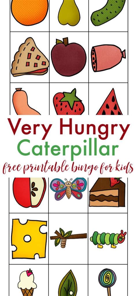 You can also explore other math concepts based on this story book with the free printable. Free Printable Very Hungry Caterpillar Inspired Bingo Cards | Hungry caterpillar activities ...