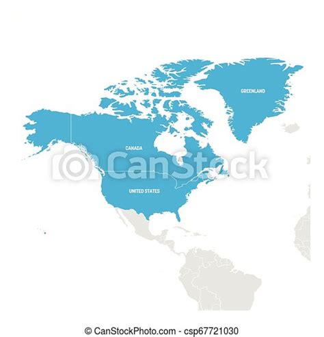 North America Region Map Of Countries In Northern America Vector