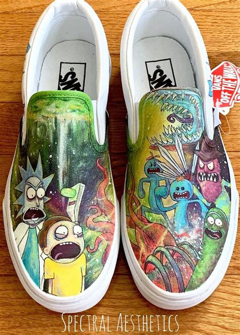 Custom Painted Rick And Morty Vans Etsy Vans Slip On Shoes Mens Vans