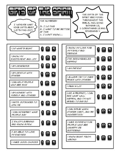 Maybe you would like to learn more about one of these? "Gifts of the Spirit" handout for youth | Gifts of the spirit