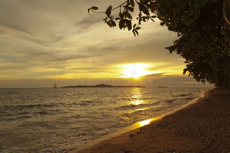 Colorful Sunset Over Sea Pataya Beach Thailand Stock Image Image Of