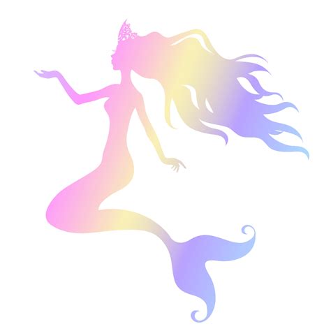 Rainbow Silhouette Of A Princess Mermaid In A Crown 4268971 Vector Art