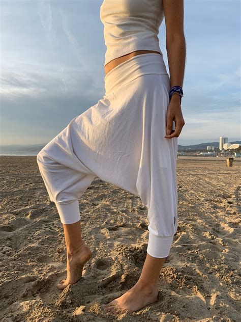 Cotton Ivory White Harem Pants Kundalini Yoga White Pants Etsy White Harem Pants White Yoga