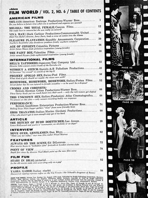 Adam Film World 1970 A Profile Of Smut The Rialto Report