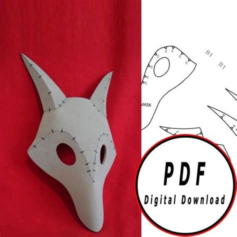 Diy Wolf Mask Eva Foam Helmet Pattern Blueprint Template Etsy In 2021