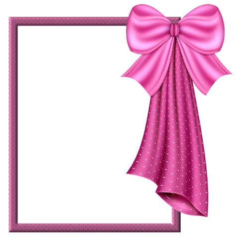 Pink Transparent Frame With Big Pink Bow Розовые банты Золотой узор