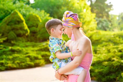 Loving Mother And Son Playing In Summer Park Stock Image Image Of