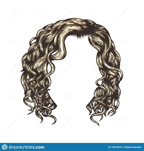 Blonde Curly Hairstyle Vector Isolated Eps10 Illustration Stock