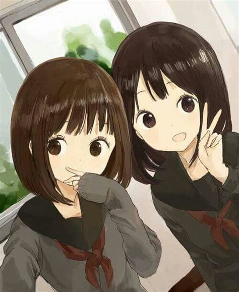 Anime Girl Twins With Black Hair Hair Style Lookbook For