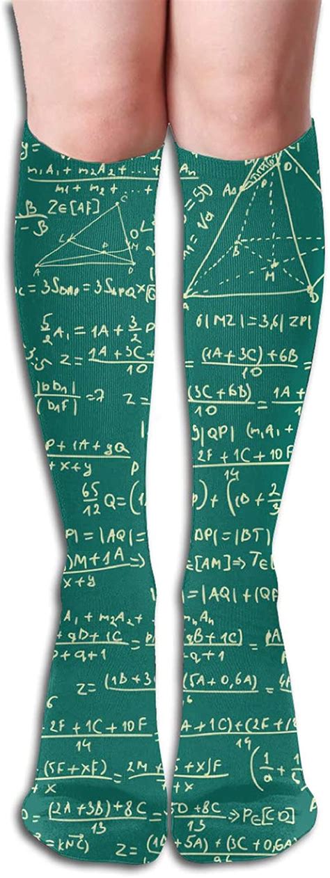 Women Cotton Colorful Cool Fun Knee High Socks Maths Equation Christmas