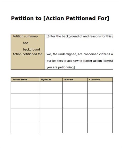 Petition Sample Template