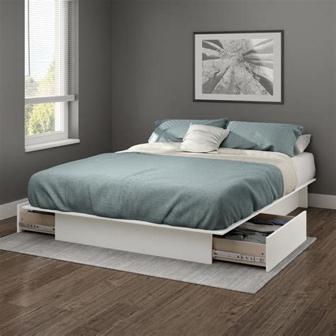 Gramercy Platform Bed With Drawers Pure White