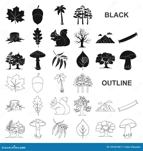 Forest And Nature Black Icons In Set Collection For Design Forest Life