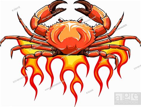Angry Crab With Claws On Flames Stock Vector Vector And Low Budget