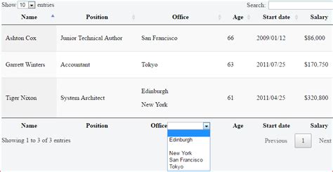 Javascript Jquery DataTables Column Filtering With Multiple