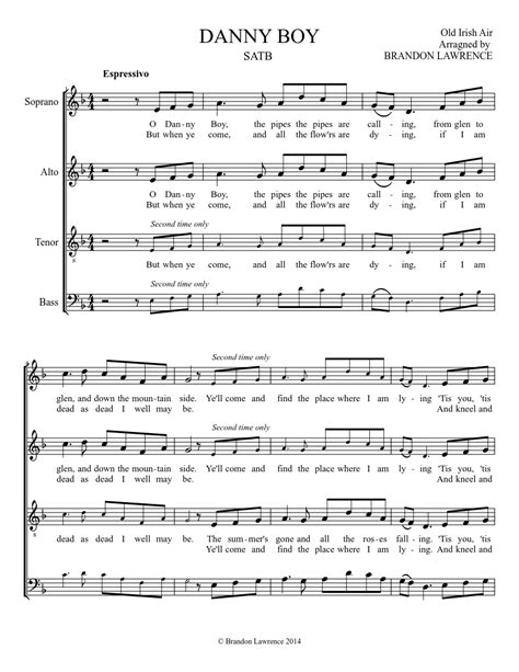 Ross w j danny boy meditation on londonderry air. Danny Boy-SATB sheet music for Voice download free in PDF or MIDI