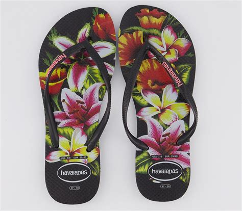 havaianas slim floral flip flops black women s sandals