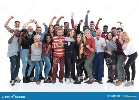 Large Group Of Different Happy People Standing Together Stock Image