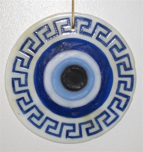 Suncatcher Ornament Fused Glass Greek Evil Eye Protection Etsy In
