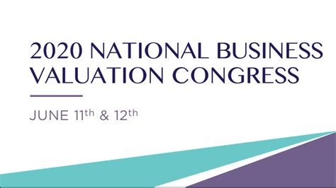 2020 National Business Valuation Congress Save The Date June 11th