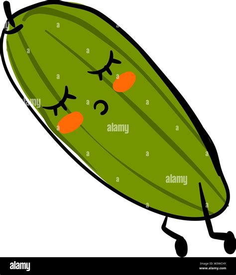 Sleeping Cucumber Illustration Vector On White Background Stock