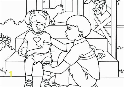 Kids Helping Coloring Page