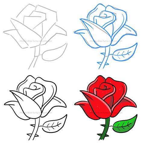 You can draw this flower freehand while looking at your computer monitor or print out this page to get a closer look at each step. How to draw a cartoon rose in 2020 | Cartoon rose ...