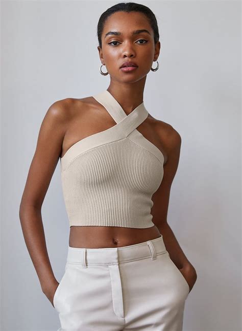 The Babaton Lexicon Tank Is A Cropped Ribbed Halter Top This Is A Cropped Halter Top With A
