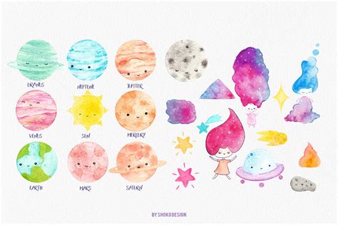 That go hoe sometimes #like a masc loona. cute sweet planets SOLAR SYSTEM space illustrations cliparts (289405) | Illustrations | Design ...