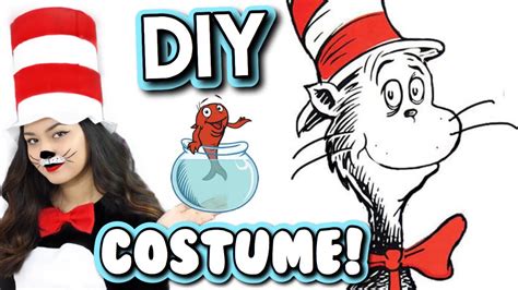 Diy Cat In The Hat Halloween Costume Diyholicween Youtube