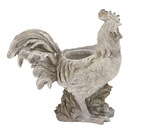 Decmode Farmhouse 19 Inch Distressed Rooster Resin Planter