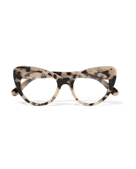 Stella Mccartney Chain Embellished Cat Eye Tortoiseshell Acetate Optical Glasses In Natural Lyst