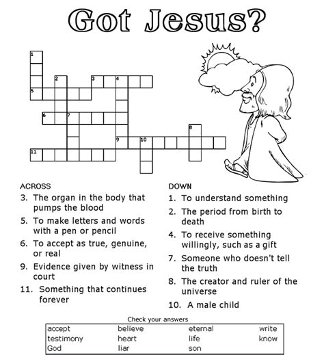 Bible Crossword Puzzles Bible Lesson Activities For Children