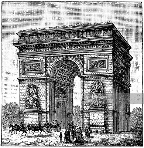 Triumphal Arch Or Arc De Triomphe Paris France High Res Vector Graphic