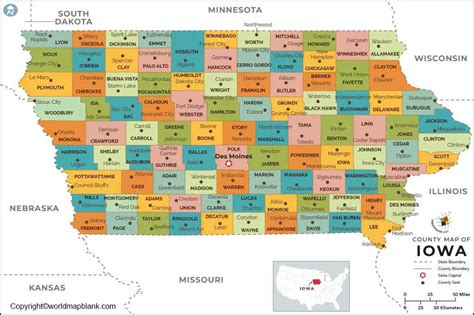 Printable Map Of Iowa Francesco Printable