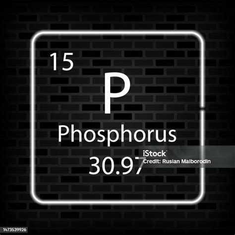 Simbol Neon Fosfor Unsur Kimia Dari Tabel Periodik Ilustrasi Vektor