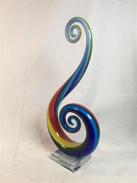 Murano Glassware Swirl Art Glass Hand Crafted Multi Color Italian