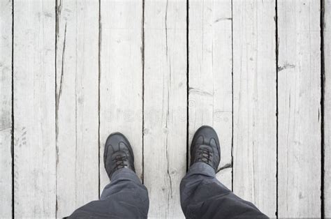 Male Feet Stand Old Wooden Pier Stock Photos Free And Royalty Free