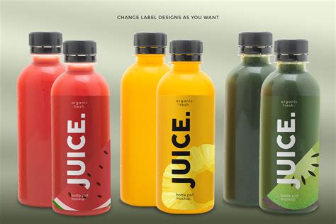 Plastic Health Drink Bottles Packaging Mockup Designertale