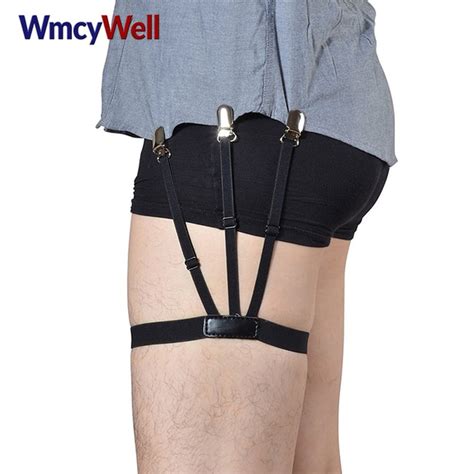 Wmcywell Mens Dress Shirt Stay Leg Thigh Suspender Garters Keep Shirt