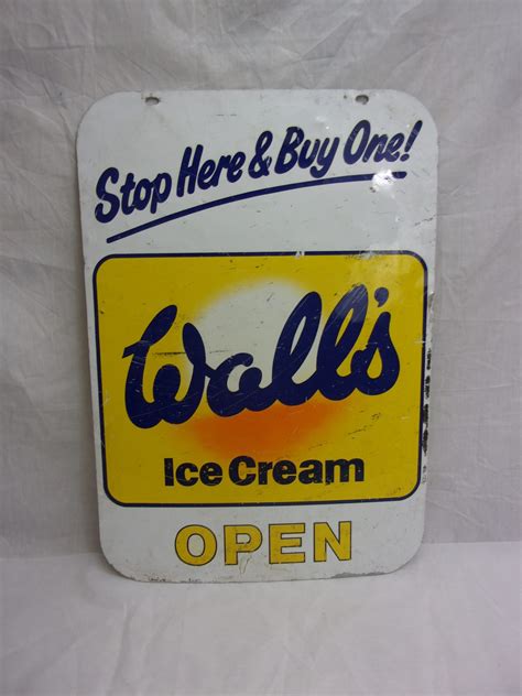 Walls Ice Cream Double Sided Tin Advertising Sign Sally Antiques