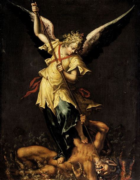 Saint Michael Archangel Defeating The Satan South German Painter